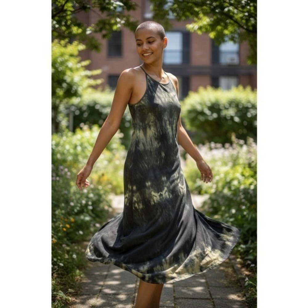 Lida Baday Tie Dye Midi Dress S Petite Green Tie Dye Jersey Sleeveless Tank Sun